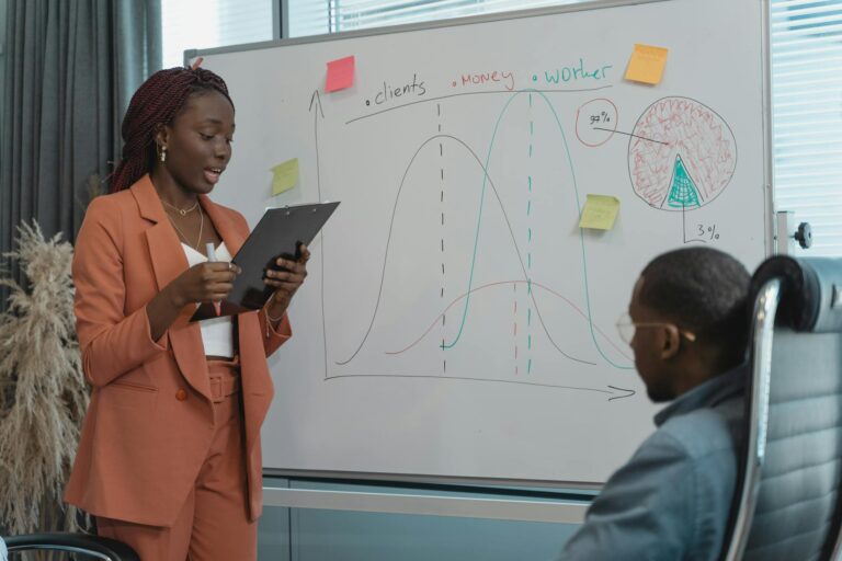 Professional presentation on data trends in a corporate office environment.